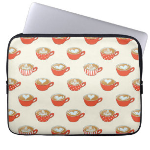 Housse Pour Ordinateur Portable Cute Latte Art dans le Motif de Mugs de café rouge