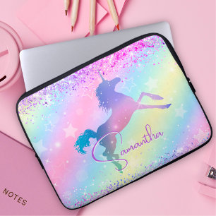 Housse Pour Ordinateur Portable Cute licorne rose Parties scintillant arc-en-ciel 