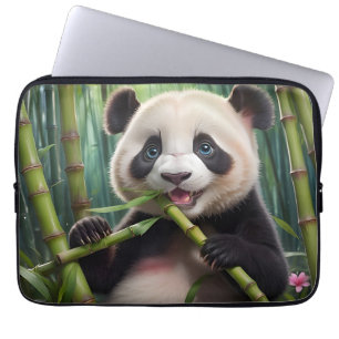 Housse Pour Ordinateur Portable Cute Panda Mange Du Bambou