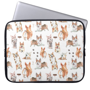Housse Pour Ordinateur Portable Cute Pembroke Welsh Corgi Motif d'aquarelle de chi