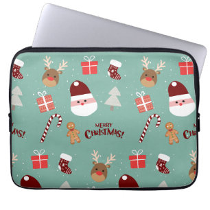 Housse Pour Ordinateur Portable Cute Père Noël Reindeer Sucre de canne Motif en pa