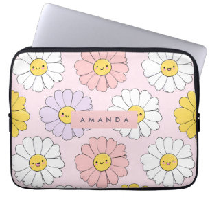 Housse Pour Ordinateur Portable Cute personnalisée Kawaii Pastel Daisy Fleurs Face