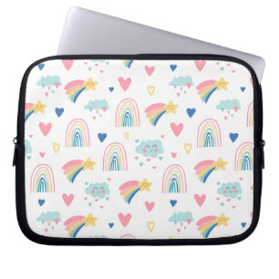 Housse Pour Ordinateur Portable Cute Rainbow Hearts & Clouds Motif