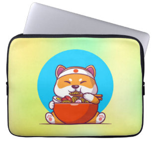 Housse Pour Ordinateur Portable Cute Shiba Inu Manger Ramen Noodle Cartoon-23054
