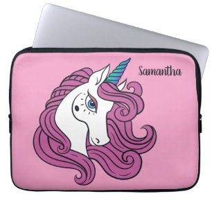 Housse Pour Ordinateur Portable Cute Unicorn nom personnalisé et couleur manches d