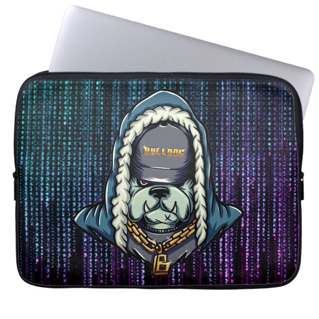 Housse Pour Ordinateur Portable Cyberpunk Bulldog Hacker Sleeve (Devant)
