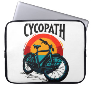 Housse Pour Ordinateur Portable Cycopath : Vélo énergétique avec le soleil couchan