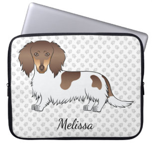 Housse Pour Ordinateur Portable Dachshund à poil long piebalde chocolat et fauve &
