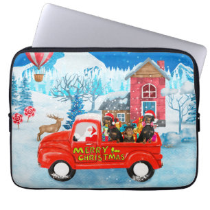Housse Pour Ordinateur Portable Dachshund dans un camion de livraison de Noël enne