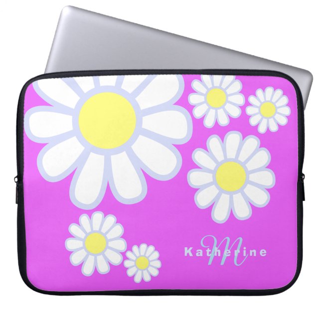 Housse Pour Ordinateur Portable Daisy Simple Monogramme Violet (Devant)