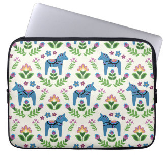 Housse Pour Ordinateur Portable Dala suédois Chevaux bleu