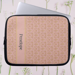 Housse Pour Ordinateur Portable Damas rose et or Personnalisé