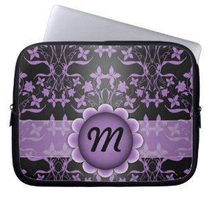 Housse Pour Ordinateur Portable Damier Monogramme Violet et Noir