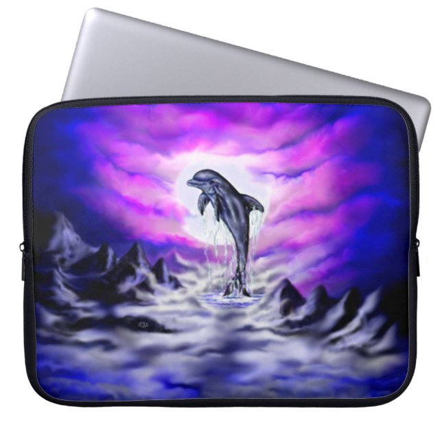 Housse Pour Ordinateur Portable Dauphin clair de lune (Devant)
