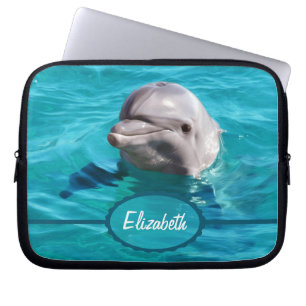 Housse Pour Ordinateur Portable Dauphin en photo de l'eau bleue
