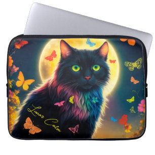 Housse Pour Ordinateur Portable Décor de papillon de lune de chat joli clair de lu