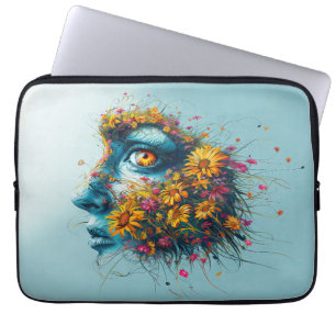 Housse Pour Ordinateur Portable Déesse de la Nature Portrait d'Art Floral