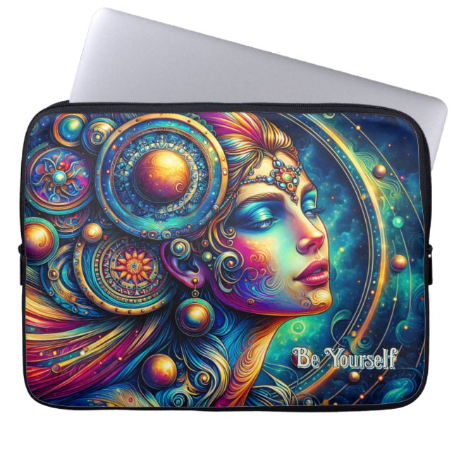 Housse Pour Ordinateur Portable Déesse Tête colorée ronde Bijoux Mars - (Devant)