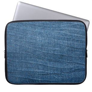 Housse Pour Ordinateur Portable Dénim bleu Texture : Jeans classiques.