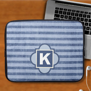 Housse Pour Ordinateur Portable Dénim Couleur Bleu Bleu Strigramme Monogramme
