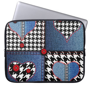 Housse Pour Ordinateur Portable Denim Patchwork : Motif en tissu transparent