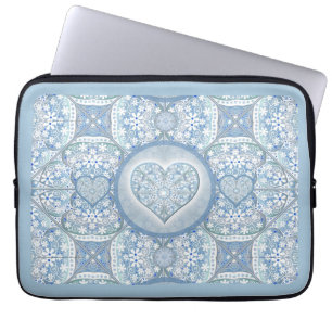 Housse Pour Ordinateur Portable Dentelle en céramique bleu clair