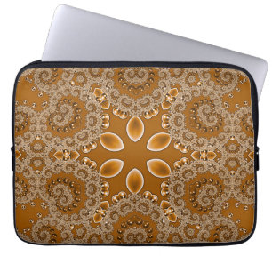 Housse Pour Ordinateur Portable Dentelle Fractale Caramel