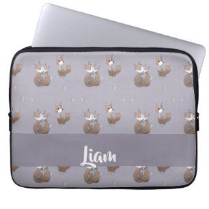 Housse Pour Ordinateur Portable Des renards heureux en gris