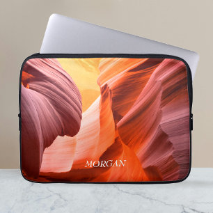 Housse Pour Ordinateur Portable Desert Slot Canyon ou Your Photo, White Name