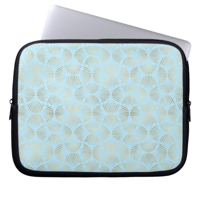Housse Pour Ordinateur Portable Design Art Déco turquoise & or, Motif (Devant)