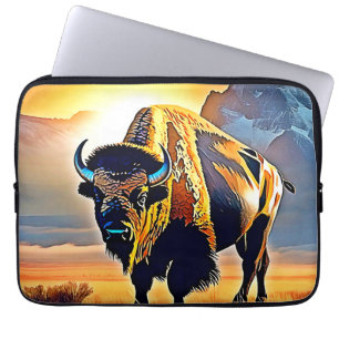 Housse Pour Ordinateur Portable Design d'art Sunset Mountain Bison