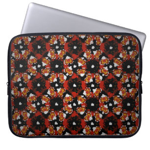 Housse Pour Ordinateur Portable Design de fleurs vintages esquissé en rouge, brun
