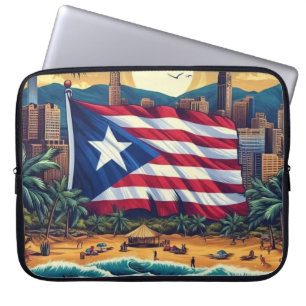 Housse Pour Ordinateur Portable Design et drapeau de Porto Rico Island - élégant