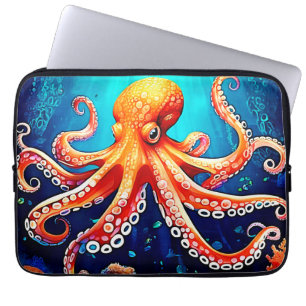 Housse Pour Ordinateur Portable Design lumineux de la pieuvre de mer profonde