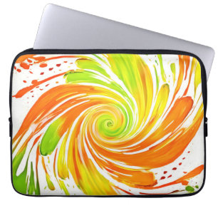 Housse Pour Ordinateur Portable Design spiral vert et orange