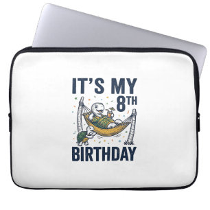 Housse Pour Ordinateur Portable Dessin de hamac de tortue pour 8ème anniversaire,