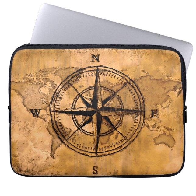 Housse Pour Ordinateur Portable Destinations - Compass Rose et le monde (Devant)