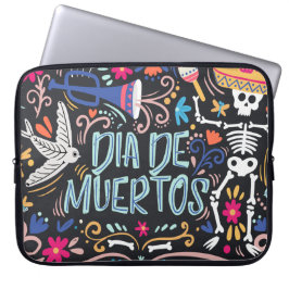 Housse Pour Ordinateur Portable Dia de los Muertos coloré | Pochette Ordinateur Po