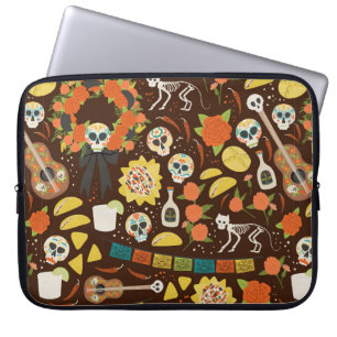 Housse Pour Ordinateur Portable Dia De Los Muertos sans coutures motif