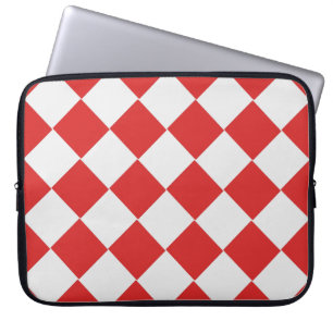 Housse Pour Ordinateur Portable Diagonal Carrelé rouge et blanc Motif tissé