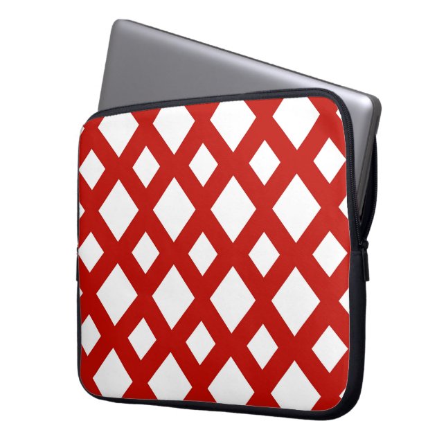 Housse Pour Ordinateur Portable Diamants blancs sur rouge (devant gauche)