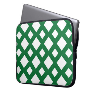 Housse Pour Ordinateur Portable Diamants blancs sur vert