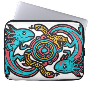 Housse Pour Ordinateur Portable Dieu aztèque Xolotl combattant l'art tribal de la