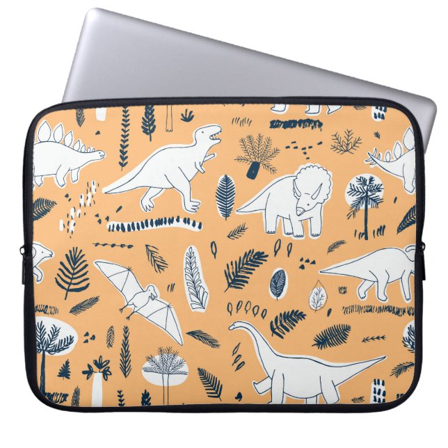 Housse Pour Ordinateur Portable Dinosaur & Palm Feuilles : Motif amusant (Devant)