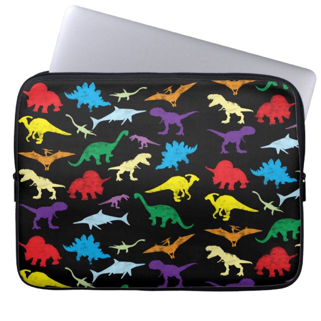 Housse Pour Ordinateur Portable Dinosaures colorés Aquarelle Enfants Motif (Devant)
