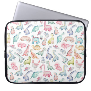 Housse Pour Ordinateur Portable Dinosaures mignons, motif d'aquarelle pour enfants