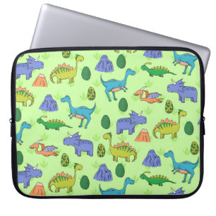 Housse Pour Ordinateur Portable Dinosaures mignons, Style Dessin Caricature.