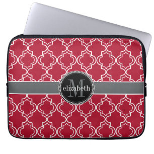 Housse Pour Ordinateur Portable Dk Berry Red Black Marocain Quatrefol Monogramme