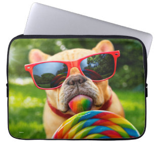Housse Pour Ordinateur Portable Dog With Big Lollipop