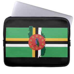 Housse Pour Ordinateur Portable DOMINICA Drapeau Carte Patriotique NOIR